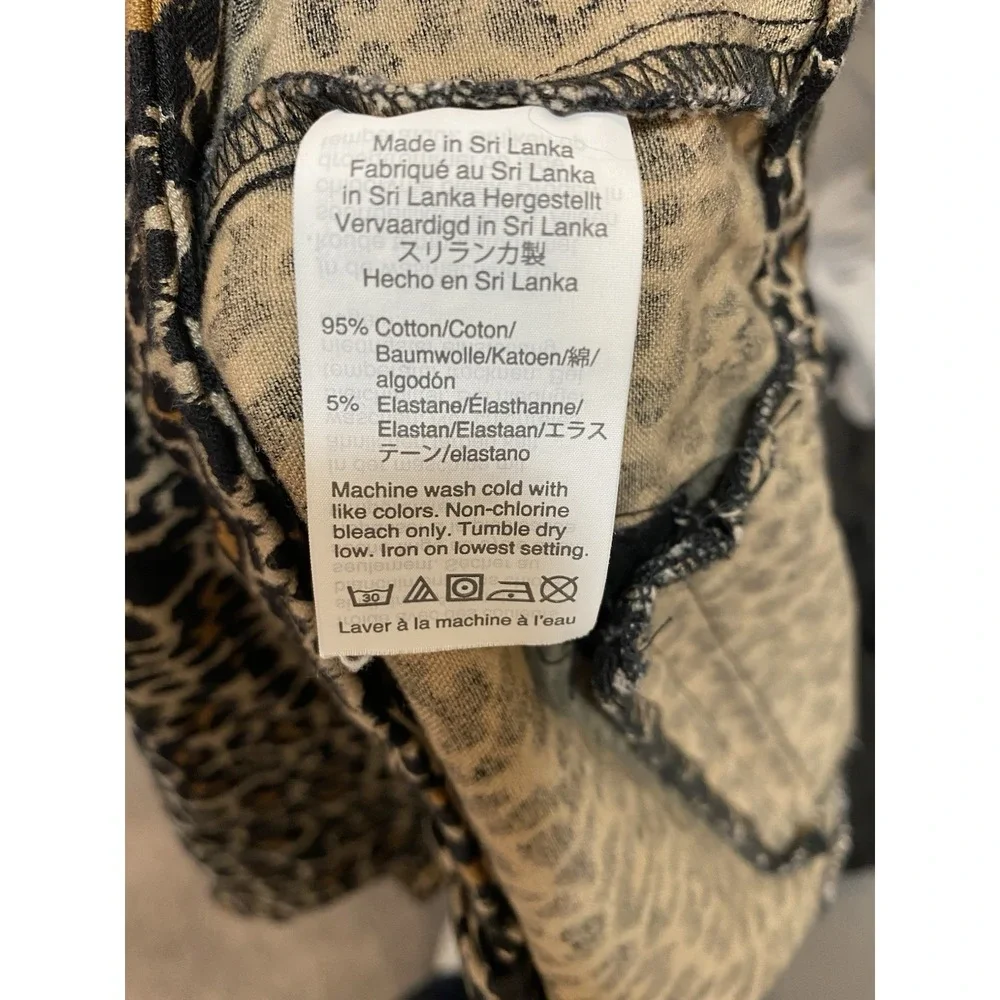 J Crew Women's Leopard Print Winnie‎ Pant Stretch Cotton Cropped Side Zip Size 4